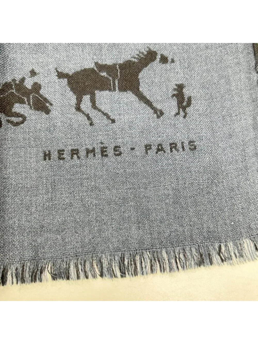 Hermes Navy Cashmere Silk Hose Scarf